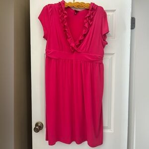 Merona Vibrant Pink Midi Dress with Ruffle Detail